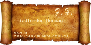 Friedlender Herman névjegykártya